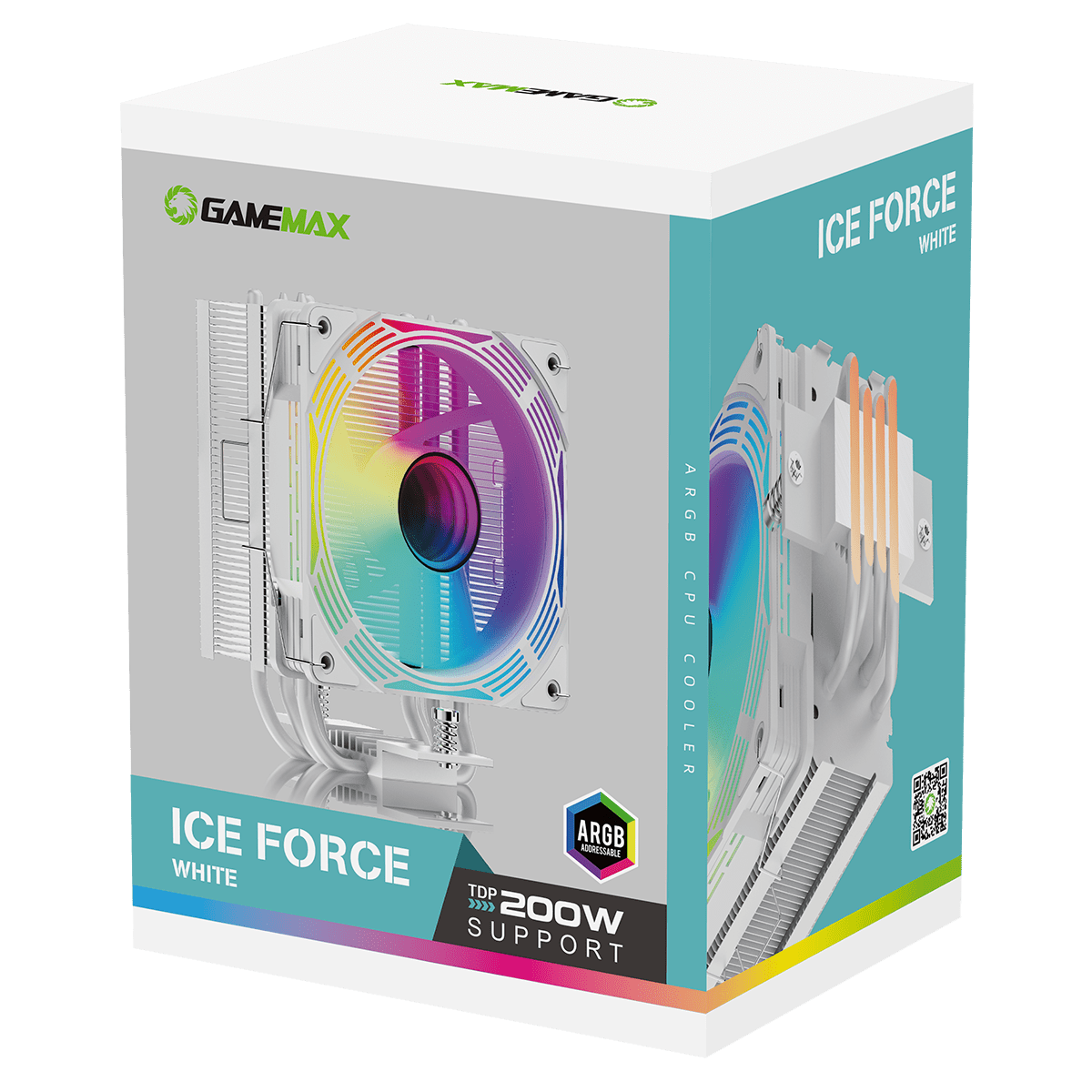 Ice Force White CPU Cooler With 120mm FN12A - C8I PWM ARGB Infinity Fan 4 x 6mm Heat Pipes TDP 200W - Pink Parsnip Computers