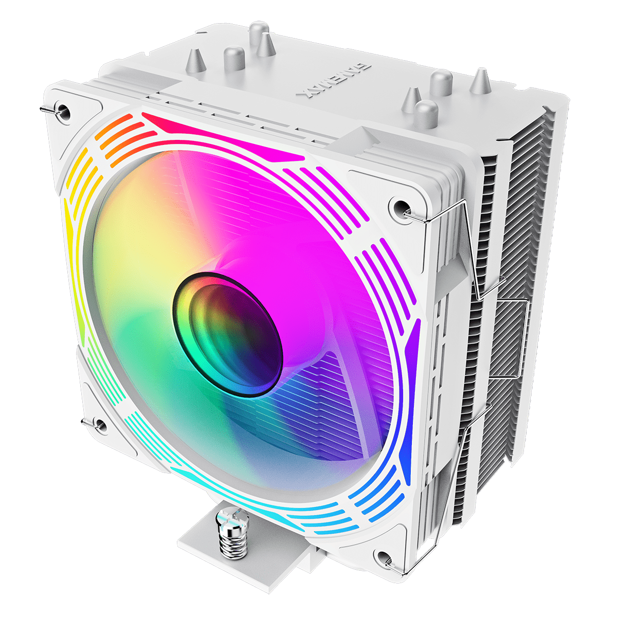 Ice Force White CPU Cooler With 120mm FN12A - C8I PWM ARGB Infinity Fan 4 x 6mm Heat Pipes TDP 200W - Pink Parsnip Computers