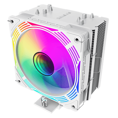 Ice Force White CPU Cooler With 120mm FN12A - C8I PWM ARGB Infinity Fan 4 x 6mm Heat Pipes TDP 200W - Pink Parsnip Computers