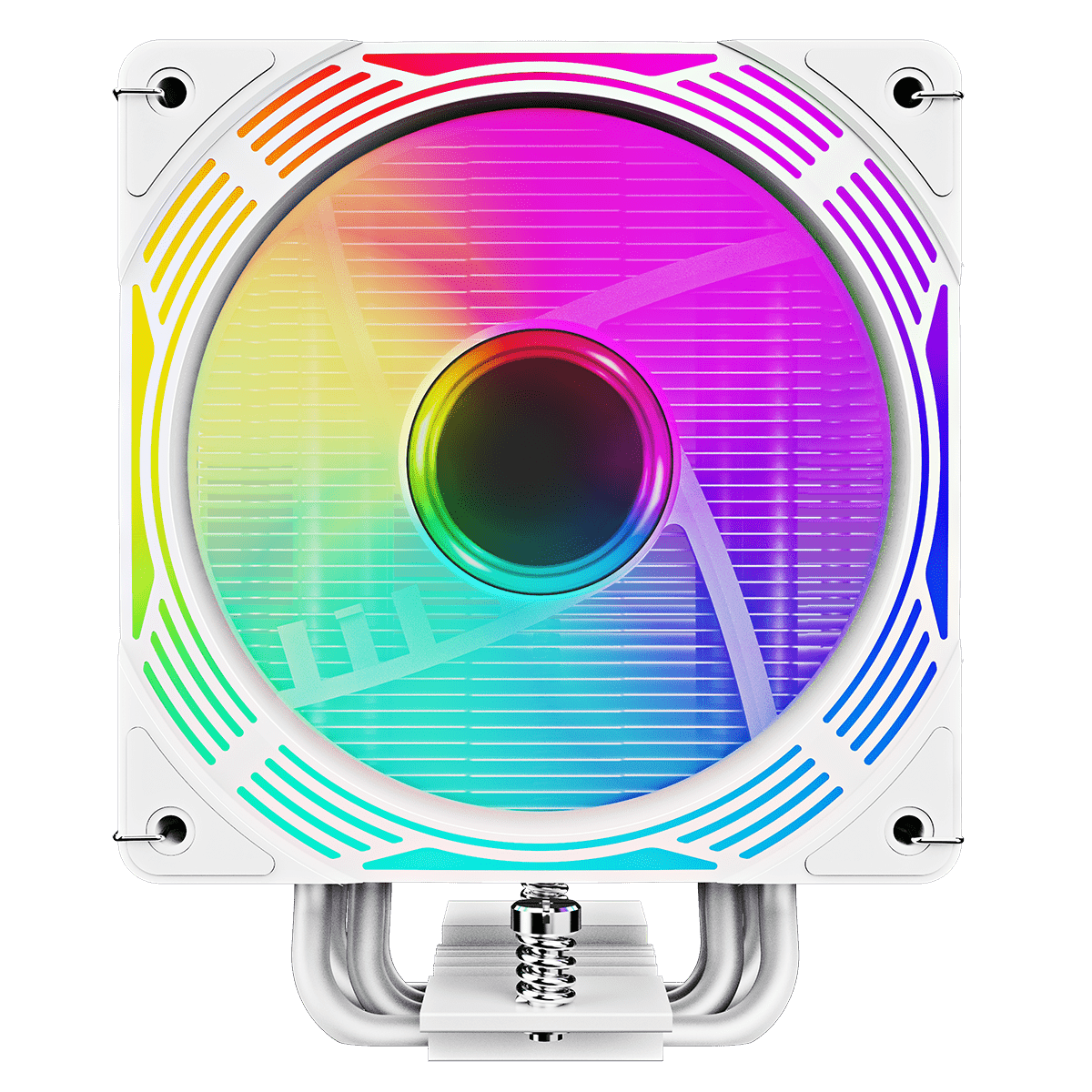 Ice Force White CPU Cooler With 120mm FN12A - C8I PWM ARGB Infinity Fan 4 x 6mm Heat Pipes TDP 200W - Pink Parsnip Computers