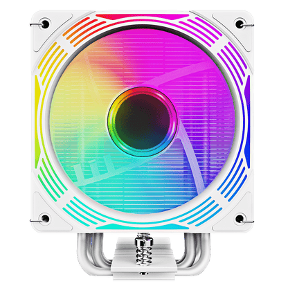 Ice Force White CPU Cooler With 120mm FN12A - C8I PWM ARGB Infinity Fan 4 x 6mm Heat Pipes TDP 200W - Pink Parsnip Computers