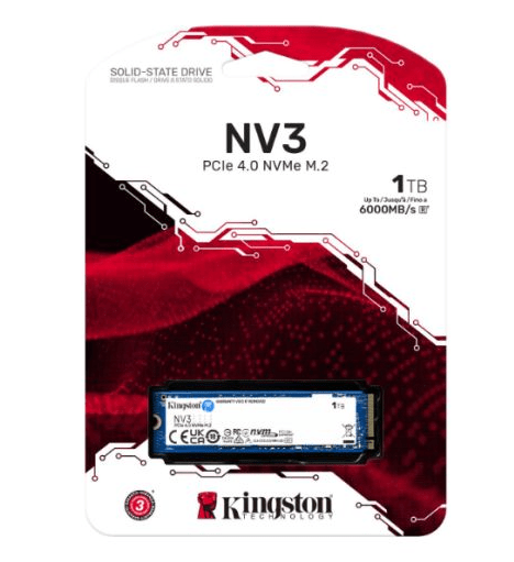 Kingston 1TB NV3 M.2 NVMe Gen4 SSD, M.2 2280, PCIe4, R/W 6000/4000 MB/s - Pink Parsnip Computers