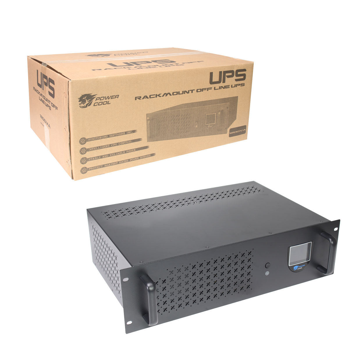 Powercool Rack-Mount Off-Line UPS 1200VA with LCD  USB Monitoring with 2x7Ah