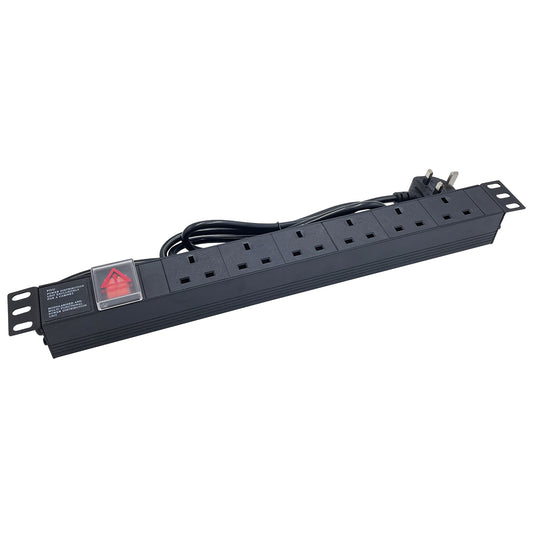 Powercool 1U PDU Horizontal Type 6Way UK Sockets On Off Switch 1.8m UK Plug