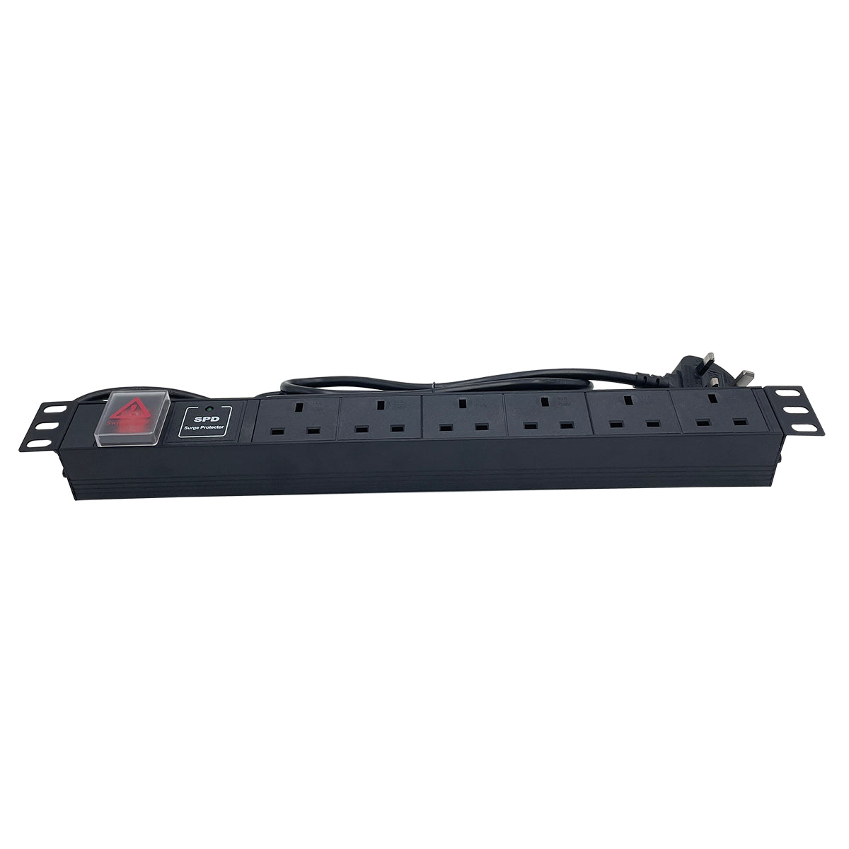 Powercool 1U PDU Horizontal Type 6Way UK Sockets With Surge 1 LED On Off Switch 1.8m