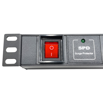Powercool 1U PDU Horizontal Type 6Way UK Sockets With Surge 1 LED On Off Switch 1.8m