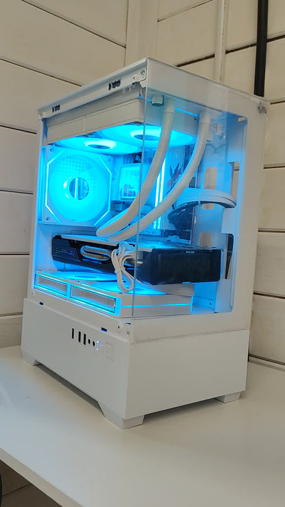 The Snowman (Also available in Black) — Ryzen 5 • AMD RX 8GB • 16GB • 240mm AIO • White RGB Gaming PC