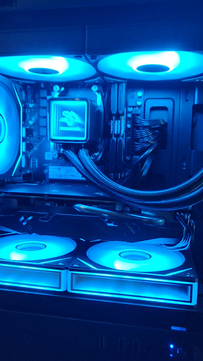 The Snowman (Also available in Black) — Ryzen 5 • AMD RX 8GB • 16GB • 240mm AIO • White RGB Gaming PC