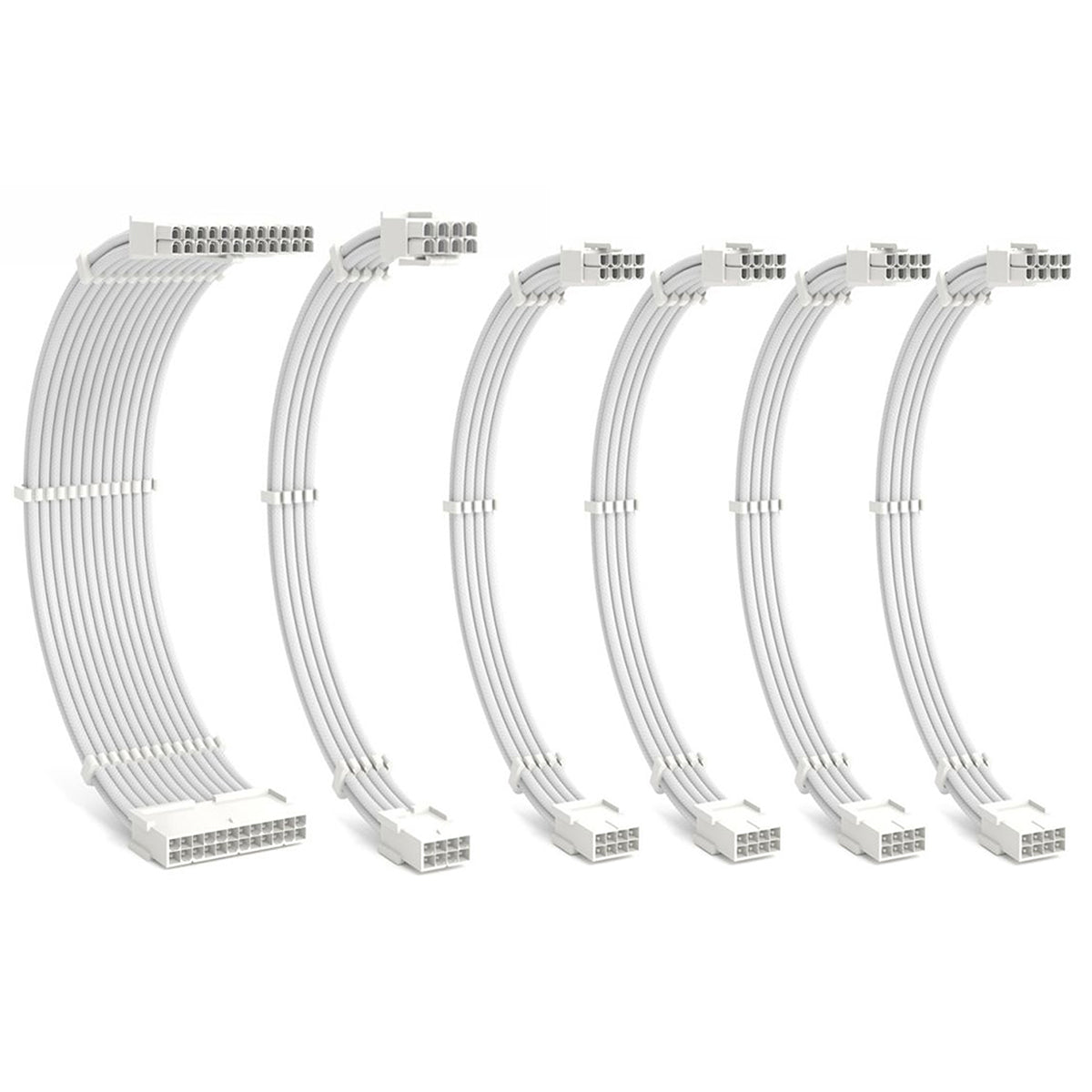 Pro Braided Cable Extension Set In Brilliant White - Pink Parsnip Computers