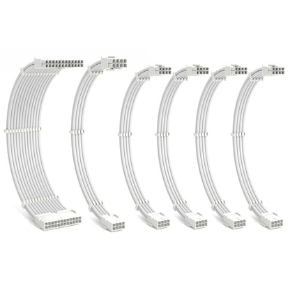 Pro Braided Cable Extension Set In Brilliant White - Pink Parsnip Computers