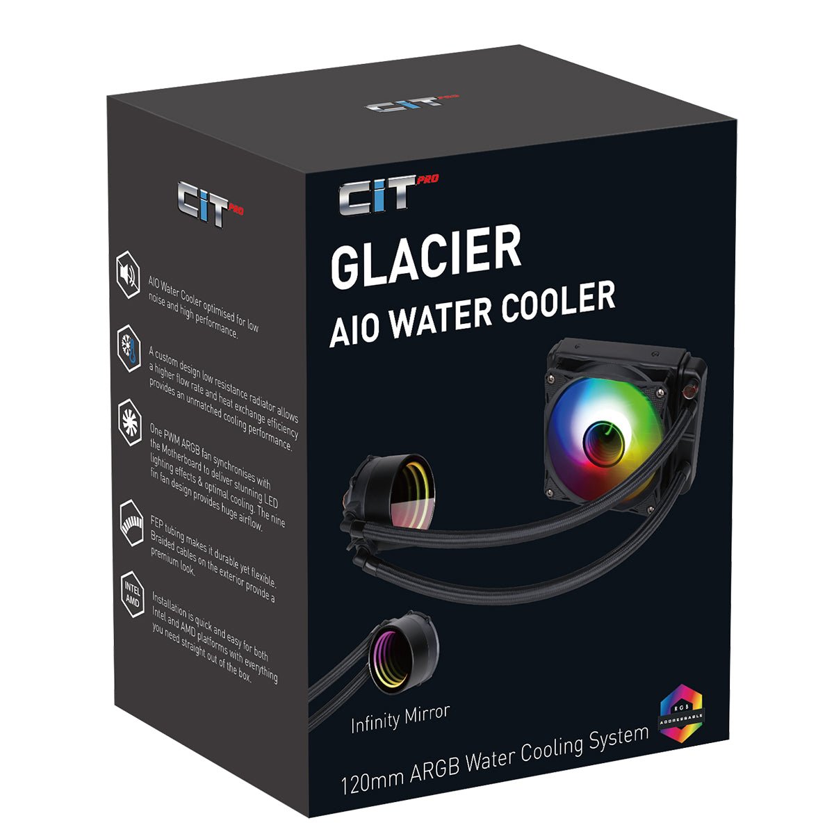 Pro Glacier Watercooler 120mm Black ARGB Infinity - Pink Parsnip Computers