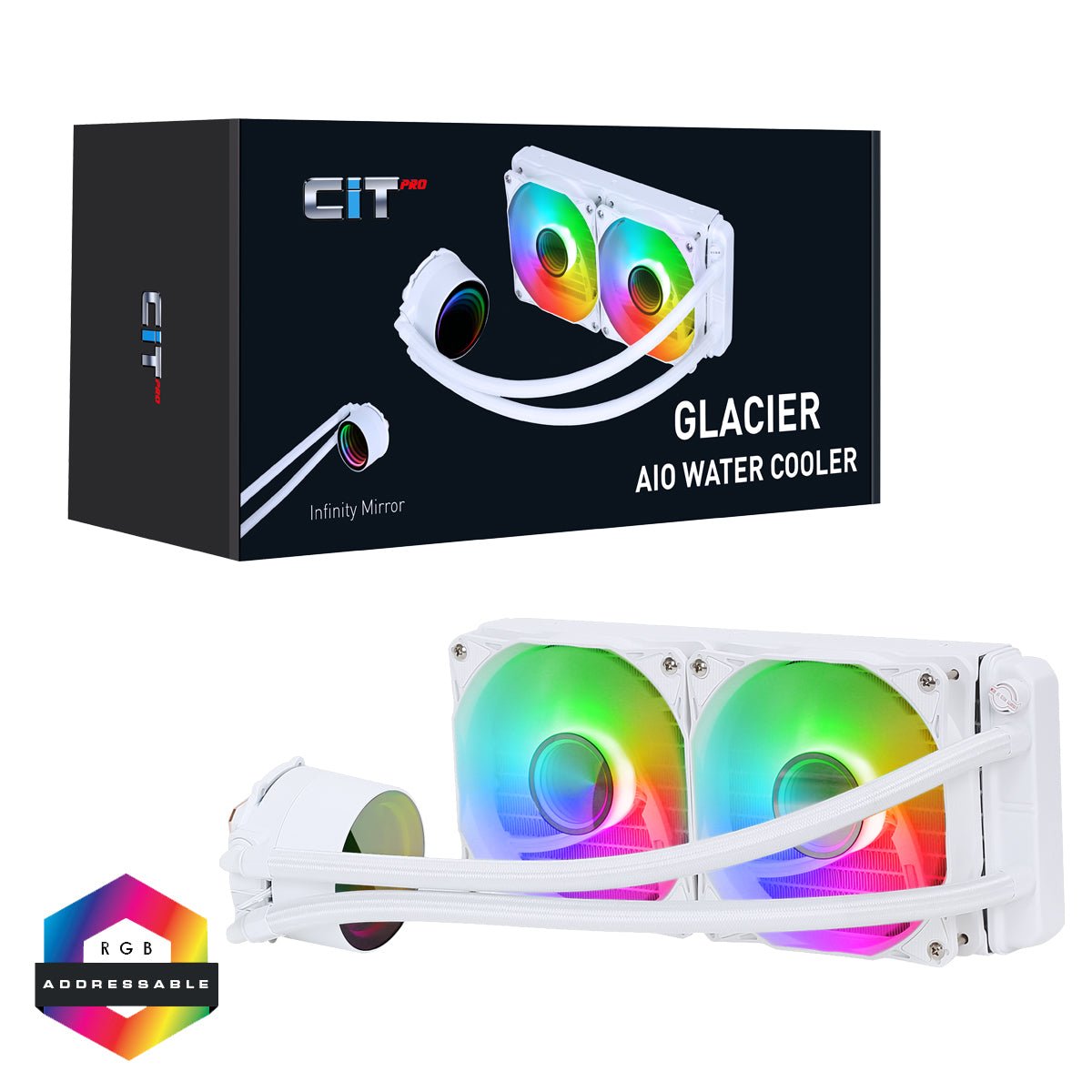 Pro Glacier Watercooler 240mm White ARGB Infinity - Pink Parsnip Computers
