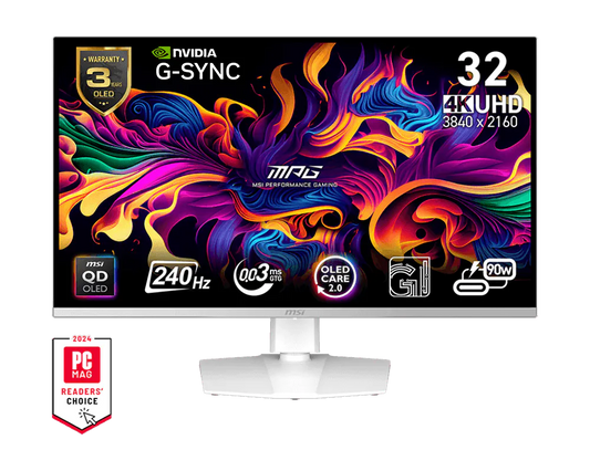MSI MPG 321URXW QD-OLED 31.5 Inch 4K 240Hz White Gaming Monitor