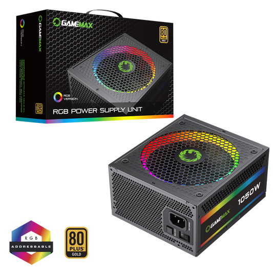 GameMax 1050W Pro Modular 80 Plus Gold Power Supply With 14cm ARGB Fan