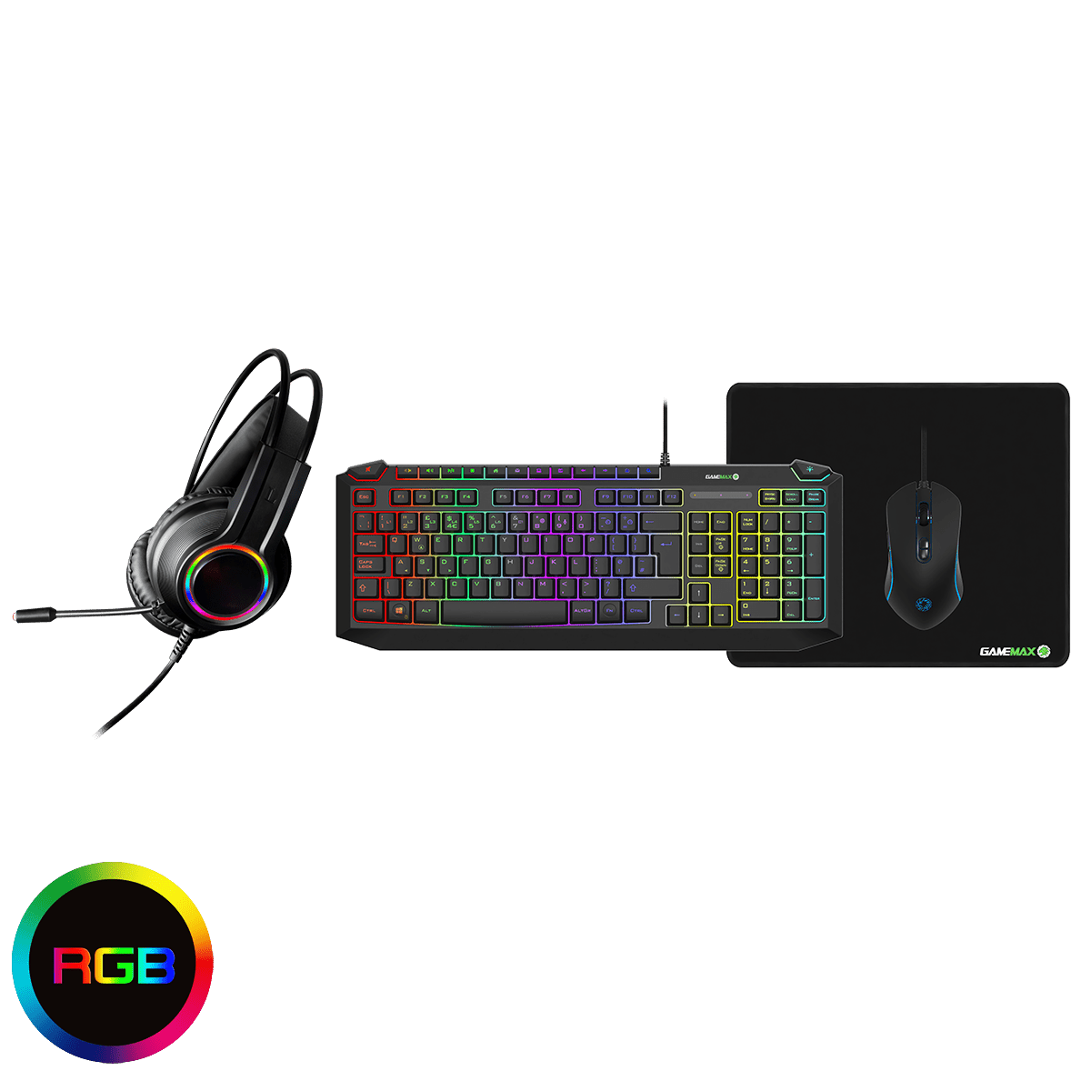 Pulse 4 - in - 1 Keyboard Mouse Headset Mouse Pad Combo Kit - Pink Parsnip Computers