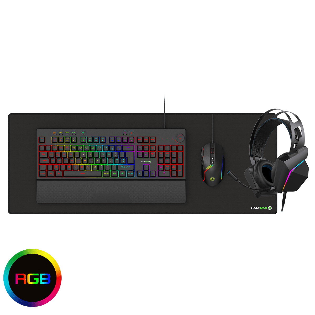 Pulse 4 - in - 1 Pro Keyboard Mouse Headset Mouse Pad Combo Kit - Pink Parsnip Computers