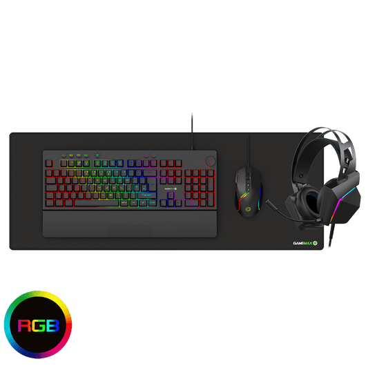 Pulse 4 - in - 1 Pro Keyboard Mouse Headset Mouse Pad Combo Kit - Pink Parsnip Computers
