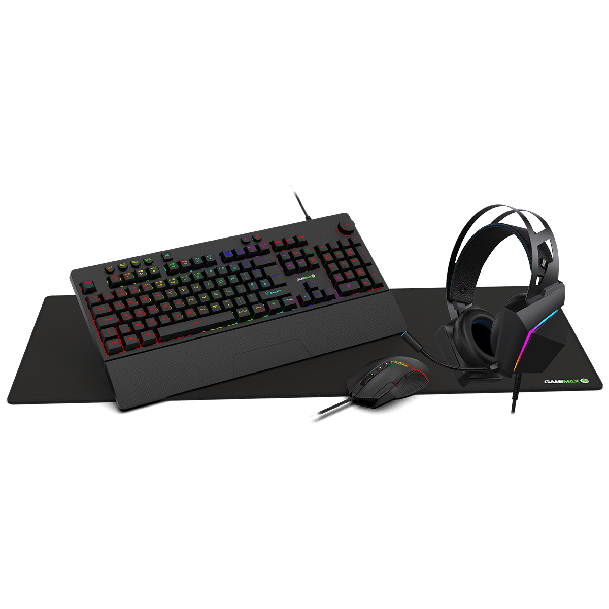 Pulse 4 - in - 1 Pro Keyboard Mouse Headset Mouse Pad Combo Kit - Pink Parsnip Computers