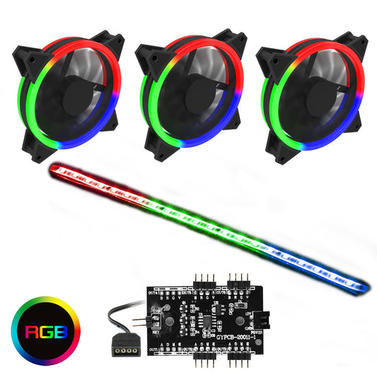 RGB Kit 3x Velocity Fans 1x Viper Strip 1x Hub 4pin Sync Brown Box - Pink Parsnip Computers