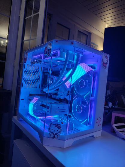 Hello Kitty DreamBuild – Ryzen 5 5600XT | Arc B570 10GB | 32GB White RAM | 1TB NVMe | AIO w/ CPU Display | WiFi & Bluetooth