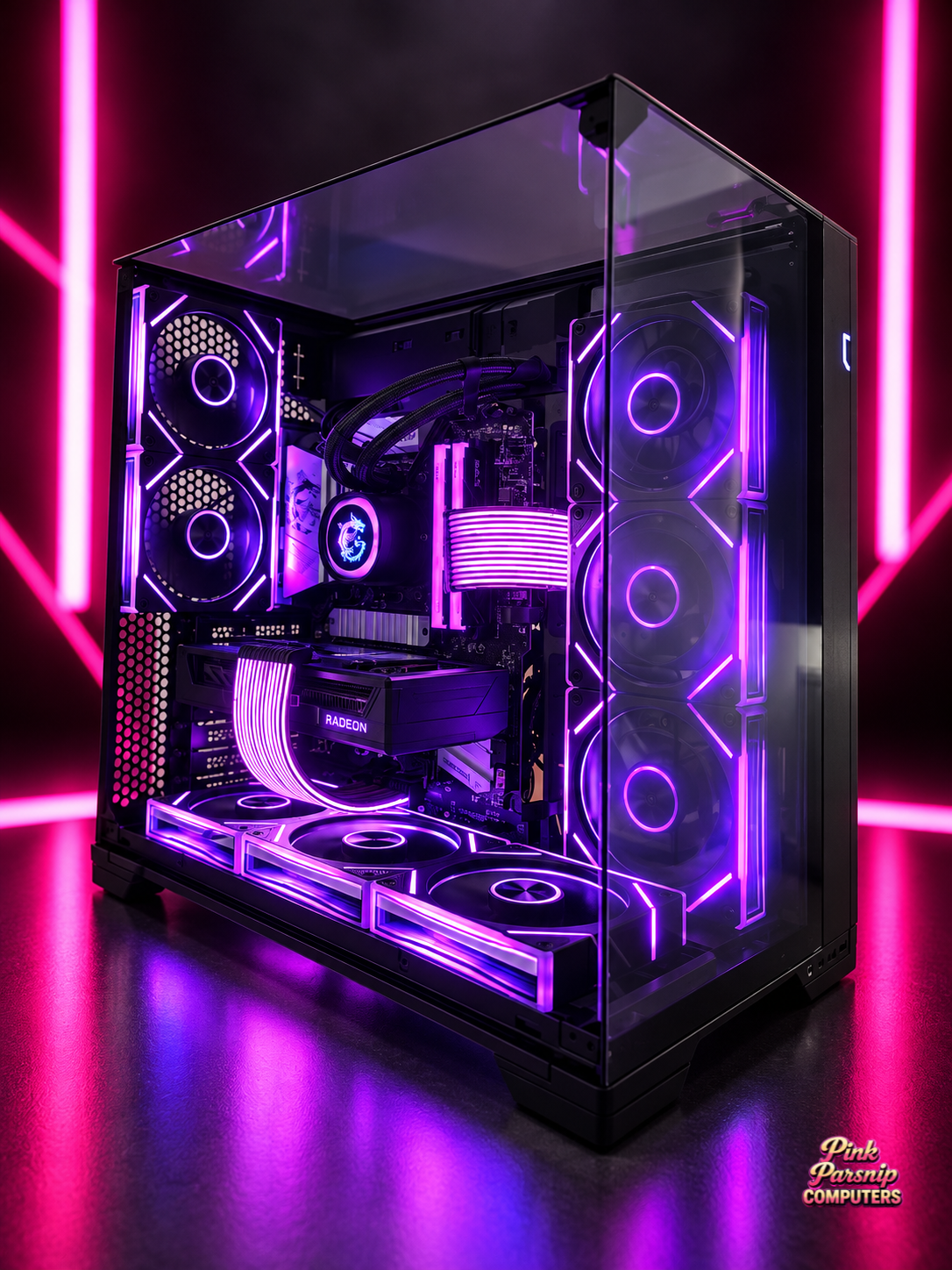 The Blackout | Ryzen 7 5700X | RX 9060 XT 16GB | 32GB RGB | Lian Li O11 Vision Gaming PC