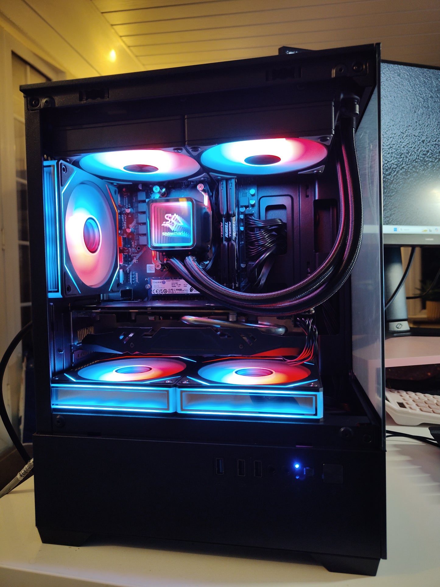 The Snowman (Also available in Black) — Ryzen 5 • AMD RX 8GB • 16GB • 240mm AIO • White RGB Gaming PC