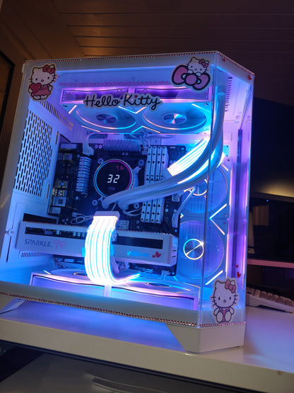 Hello Kitty DreamBuild – Ryzen 5 5600XT | Arc B570 10GB | 32GB White RAM | 1TB NVMe | AIO w/ CPU Display | WiFi & Bluetooth