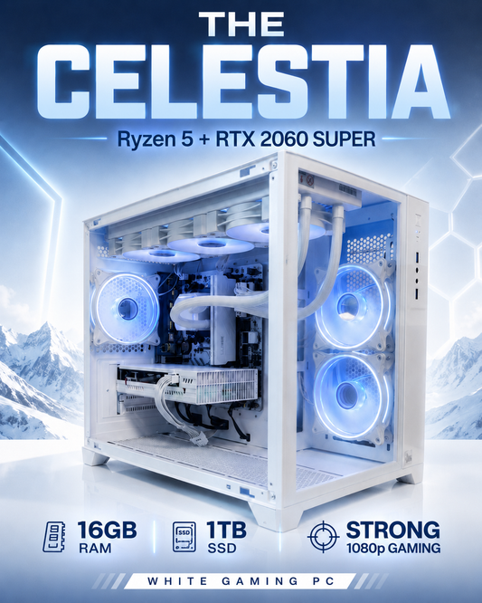 The Celestia – Ryzen 5 + RTX2060 | 16GB RAM | 1TB SSD | Gaming PC | 1080p Gaming | Fortnite & GTA | DDR4