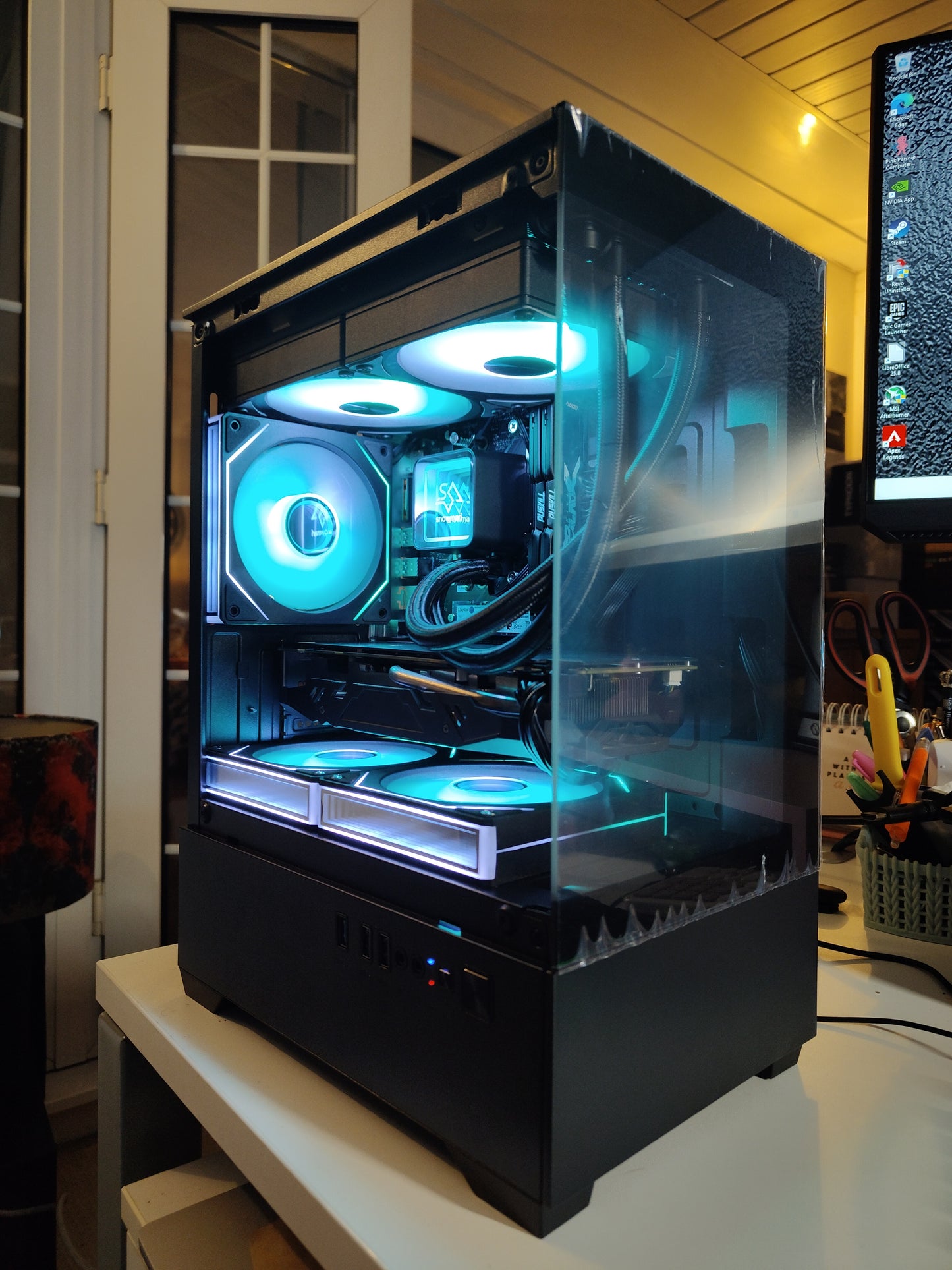 The Snowman (Also available in Black) — Ryzen 5 • AMD RX 8GB • 16GB • 240mm AIO • White RGB Gaming PC