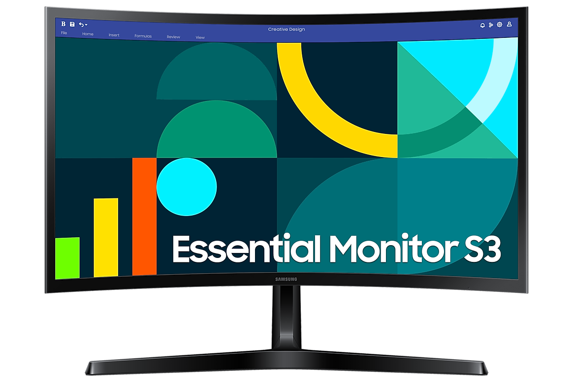 Samsung Essential S3 S36GD 24 inch LS24D366GAUXXU curved monitor, front view