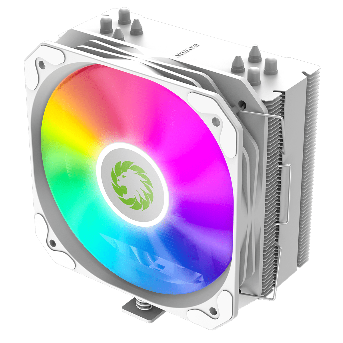 Sigma 540 White ARGB CPU Cooler With 130mm PWM ARGB Fan 4 x 6mm Heat Pipes TDP 200W - Pink Parsnip Computers