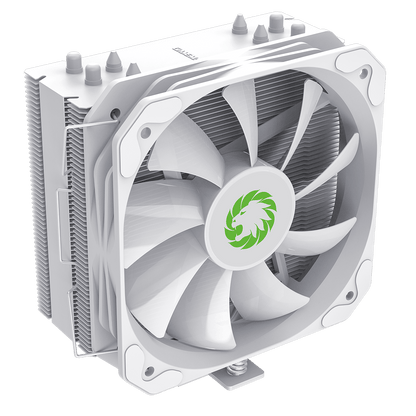 Sigma 540 White ARGB CPU Cooler With 130mm PWM ARGB Fan 4 x 6mm Heat Pipes TDP 200W - Pink Parsnip Computers