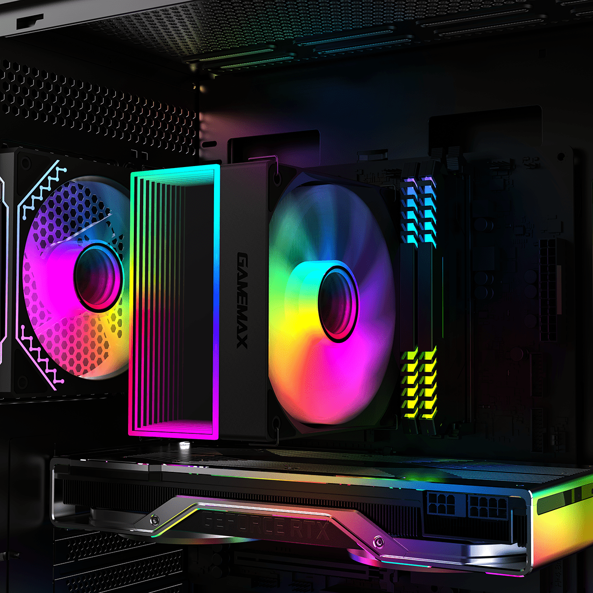 Sigma 550 Black ARGB CPU Cooler With 120mm PWM ARGB Infinity Fan 5 x 6mm Heat Pipes TDP 220W - Pink Parsnip Computers