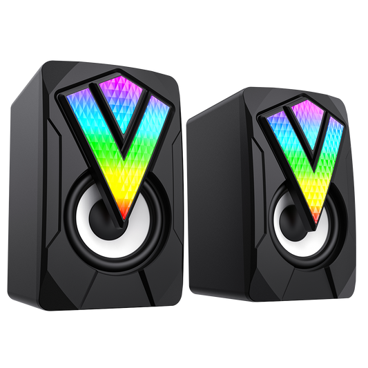 GameMax SR01 RGB Wired PC Gaming Speakers With USB2.0 Power and AUX 3.5mm Cable