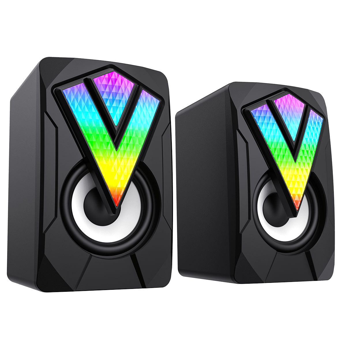 SR01 RGB Wired PC Gaming Speakers With USB2.0 Power and AUX 3.5mm Cable - Pink Parsnip Computers