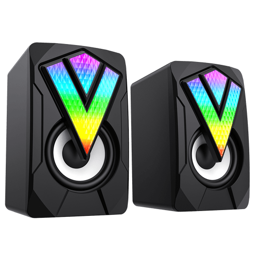 SR01 RGB Wired PC Gaming Speakers With USB2.0 Power and AUX 3.5mm Cable - Pink Parsnip Computers