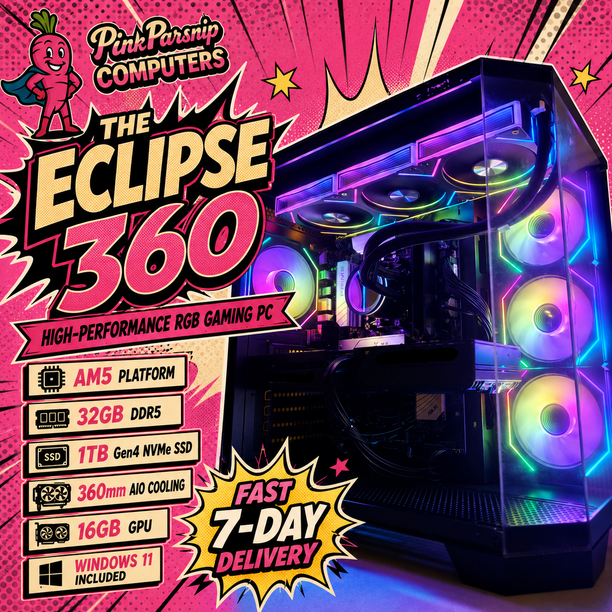The Eclipse 360 gaming PC image 2 by Pink Parsnip Computers
