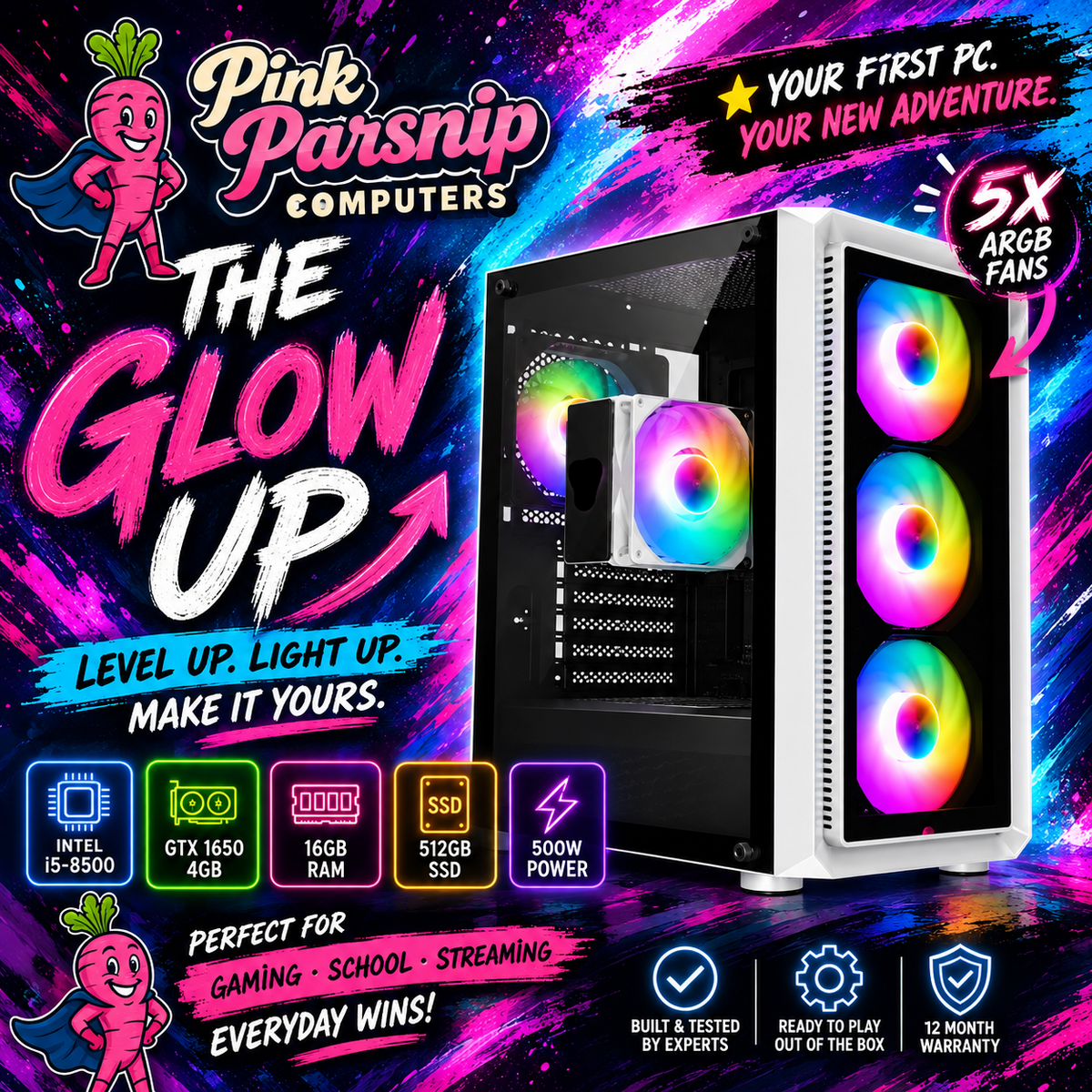 The Glow Up gaming PC image 2 by Pink Parsnip Computers