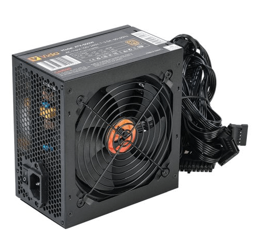 Vida 500W ATX PSU, 80+ Bronze, Fluid Dynamic Ultra - Quiet Fan, PCIe, Flat Black Cables, Power Lead Not Included, Black - Pink Parsnip Computers
