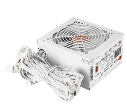 Vida 500W ATX PSU, 80+ Bronze, Fluid Dynamic Ultra - Quiet Fan, PCIe, Flat White Cables, Power Lead Not Included, White - Pink Parsnip Computers