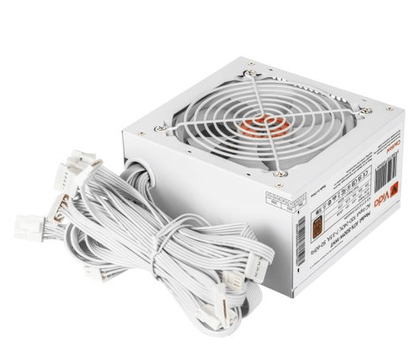 Vida 500W ATX PSU, 80+ Bronze, Fluid Dynamic Ultra - Quiet Fan, PCIe, Flat White Cables, Power Lead Not Included, White - Pink Parsnip Computers