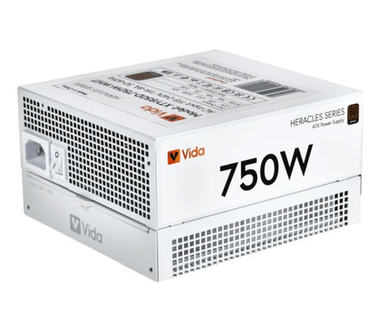Vida 750W Heracles White ATX Gaming PSU, 80+ Bronze, 14cm Ultra - Quiet FDM Fan, Flat White Cables, Power Lead Not Included - Pink Parsnip Computers