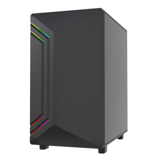 Vida Apollo M Black ARGB Gaming Case w/ Glass Window, Micro ATX, Rear ARGB Infinity Fan, Front LED Strips - Pink Parsnip Computers