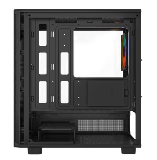 Vida Apollo M Black ARGB Gaming Case w/ Glass Window, Micro ATX, Rear ARGB Infinity Fan, Front LED Strips - Pink Parsnip Computers