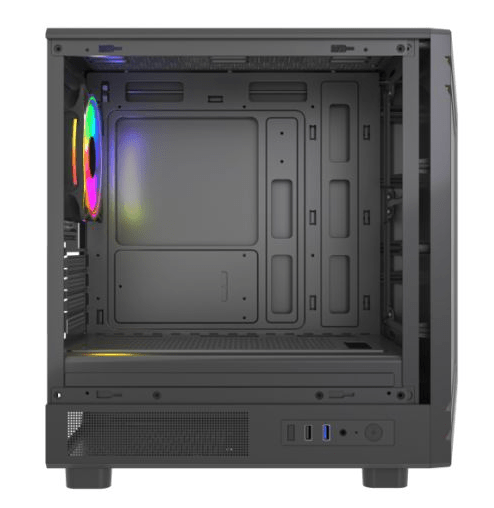 Vida Apollo M Black ARGB Gaming Case w/ Glass Window, Micro ATX, Rear ARGB Infinity Fan, Front LED Strips - Pink Parsnip Computers