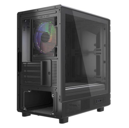 Vida Apollo M Black ARGB Gaming Case w/ Glass Window, Micro ATX, Rear ARGB Infinity Fan, Front LED Strips - Pink Parsnip Computers