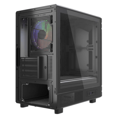 Vida Apollo M Black ARGB Gaming Case w/ Glass Window, Micro ATX, Rear ARGB Infinity Fan, Front LED Strips - Pink Parsnip Computers