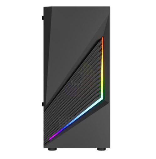 Vida Genesis Black ARGB Gaming Case w/ Glass Window, Micro ATX, 2x ARGB Fans, Front ARGB Strip - Pink Parsnip Computers
