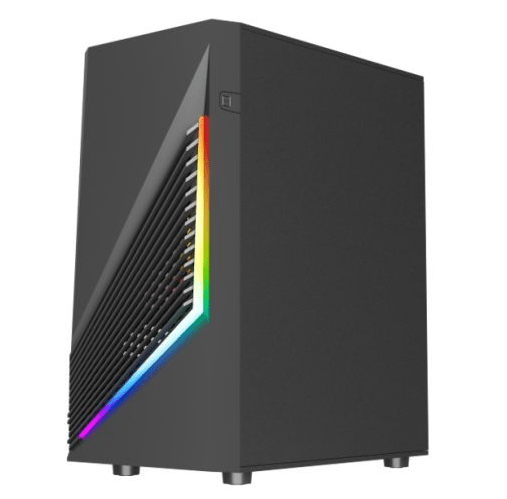 Vida Genesis Black ARGB Gaming Case w/ Glass Window, Micro ATX, 2x ARGB Fans, Front ARGB Strip - Pink Parsnip Computers