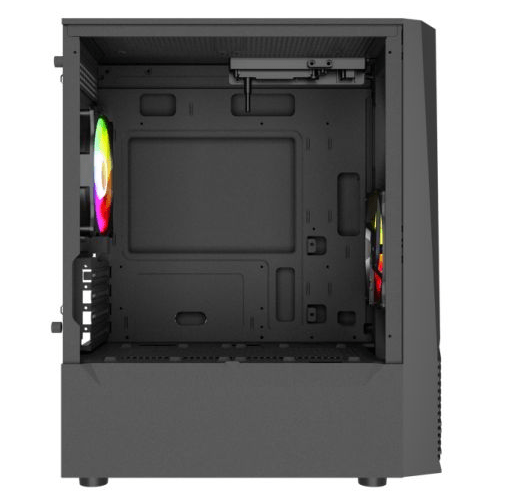 Vida Genesis Black ARGB Gaming Case w/ Glass Window, Micro ATX, 2x ARGB Fans, Front ARGB Strip - Pink Parsnip Computers